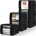 thumbnail image 1 of Bolsas de almacenamiento de ropa, 6 unidades, capacidad 60 L, plegables, negras, 1 of 6