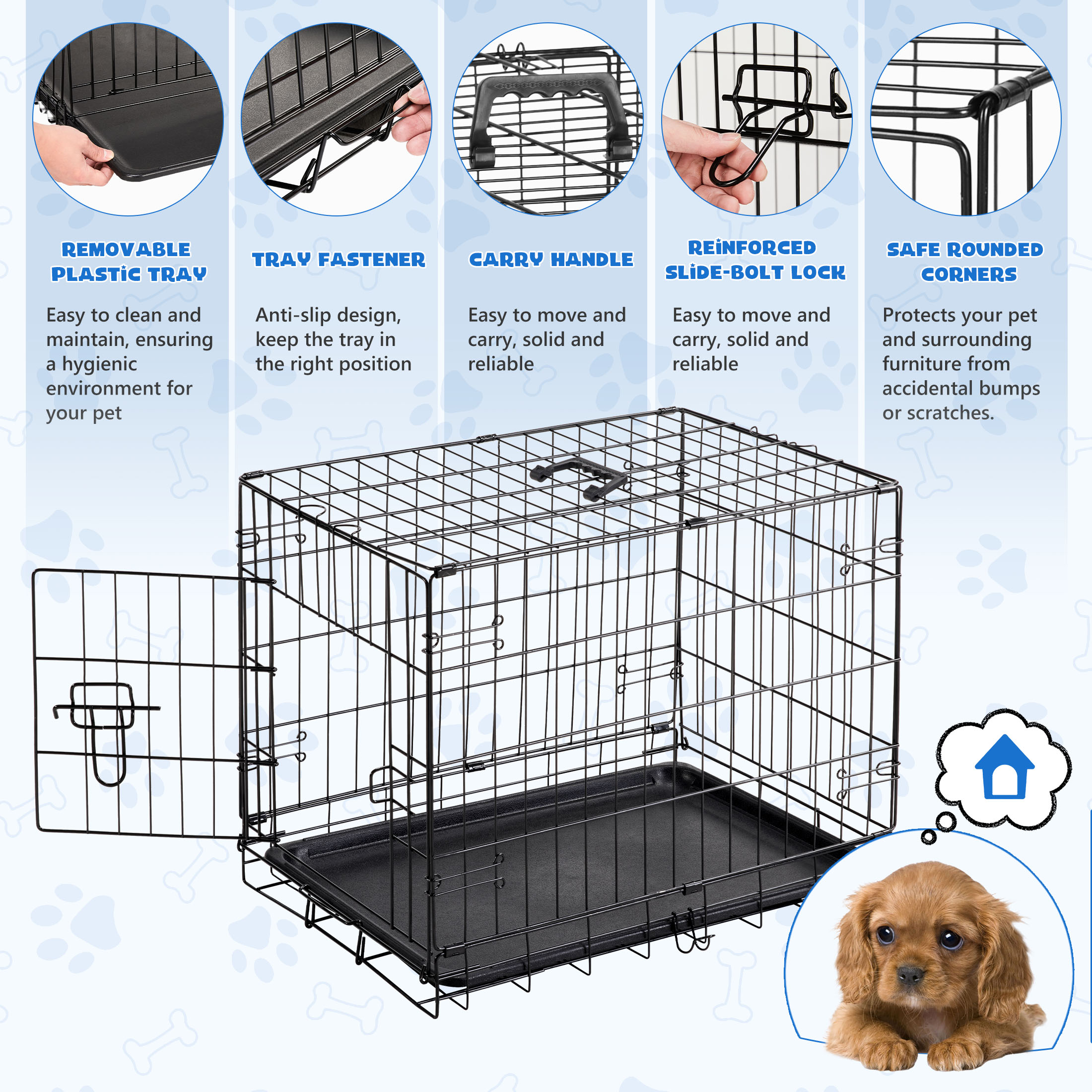 EDX Single Door Folding Metal Wire Dog Crate, 24 Inch photo 6