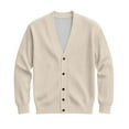 thumbnail image 7 of Dwelliawo Men's Cardigan Sweaters V Neck Casual Button Up Knitted Sweater Wool Cardigan Sweater Long Slevee Shawl Sweaters with Pockets Fall Clothes Beige 4XL, 7 of 7