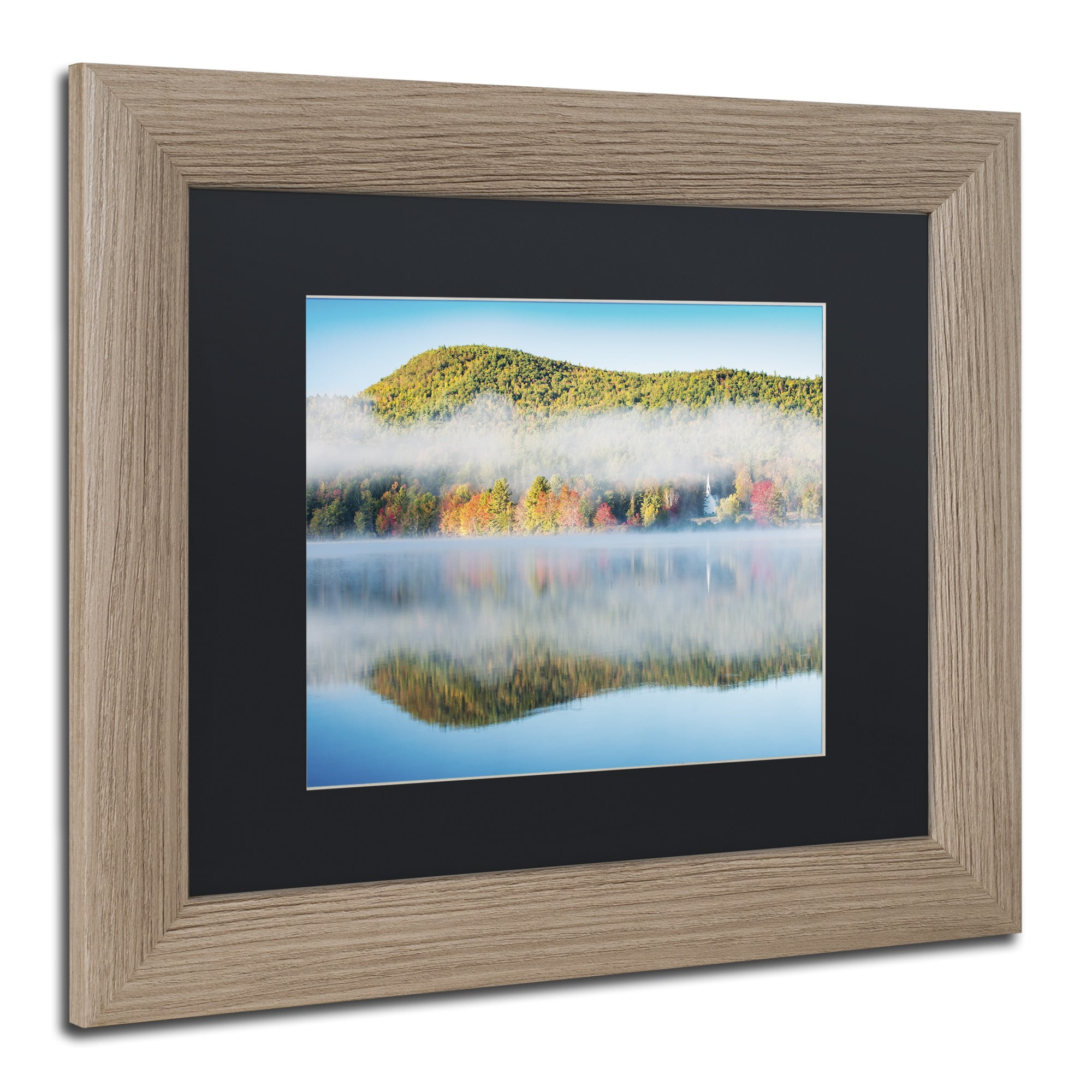 Trademark Fine Art "Fog On Crystal Lake" Canvas Art by Michael Blanchette Photography Black Matte, Birch Frame