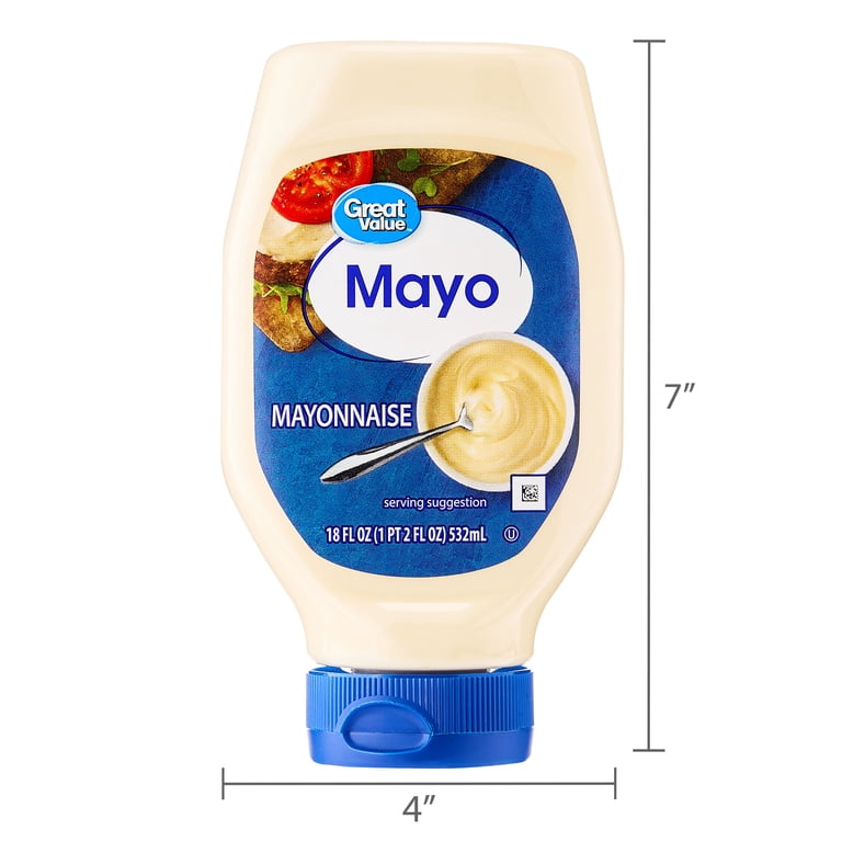 Great Value Mayo, 18 fl oz Squeeze Top Bottle for Sandwiches