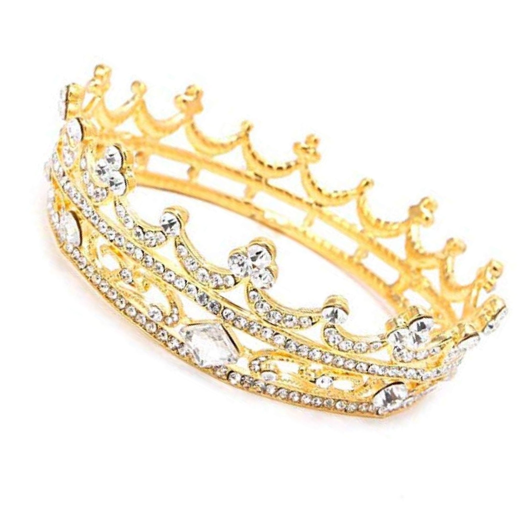 4.5cm High Elegant Leaf Rose Gold Crystal Wedding Party Pageant Prom Tiara Crown 