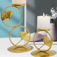 thumbnail image 4 of Iron Candle Holder Candlestick Retro Ginkgo Leaf Aromatherapy Essential Oil Burner Decoration for Home (Golden, Small), 4 of 7