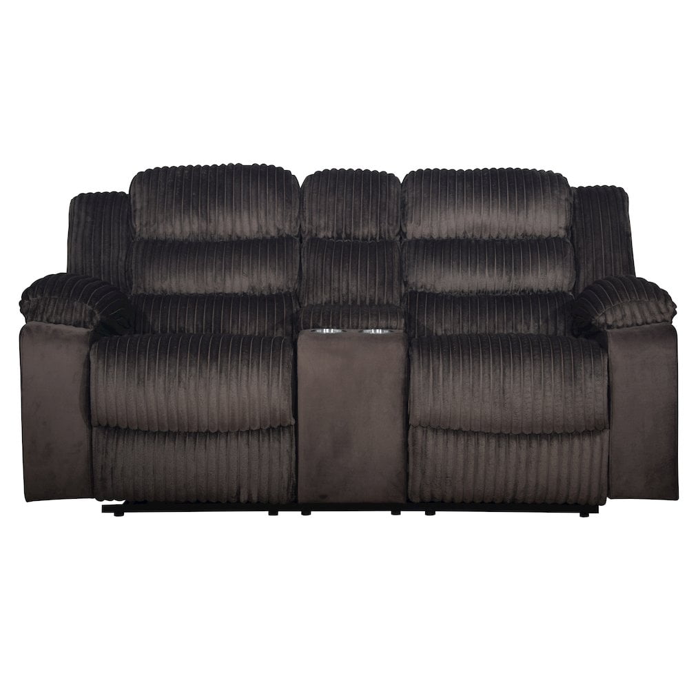 New Classic Furniture Willow Wood & Fabric Loveseat with Dual Recliner in Brown