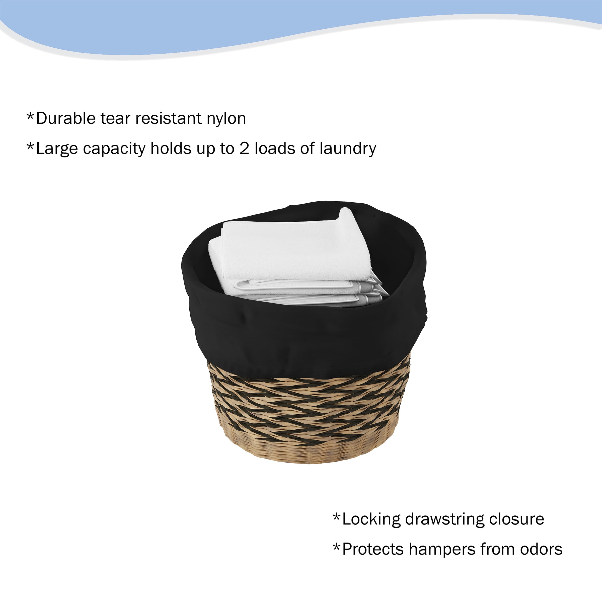 Trademark Home Washable Laundry Bag with Drawstring, Black