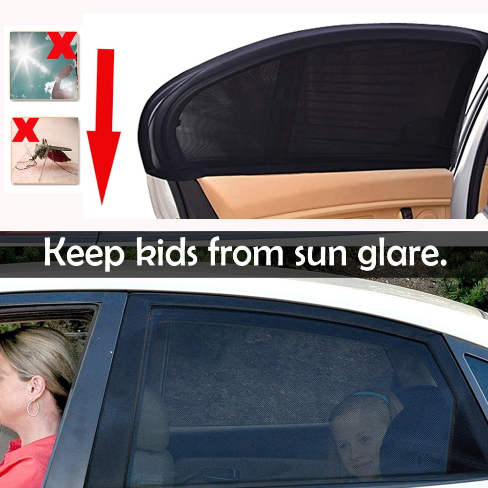 One Size Fits All 22-52 Super Elastic Car Window Sunshades Fit for Most Cars Truck SUVs Side Window Screen for Car Camping Trip Breathable Mesh Window Cover for Car