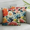 thumbnail image 3 of Acheng Pack of 2 Waterproof Outdoor Colorful Flowers Throw Pillow Covers Decorative Orange Floral Print Pillow Cases for Sofa Couch Square Garden Patio Funiture Bench 24x24in, 3 of 7