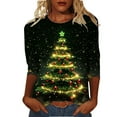 thumbnail image 2 of asdoklhq Plus Size Fall Tops Christmas Women's Fashion Tees Casual Crewneck 3/4 Sleeve Loose T Shirt Ladies Blouses Shirts Multicolor 4X, 2 of 4