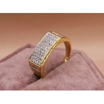 White Moissanite 2 Ct Round Cut Men's Engagement Ring 14K Yellow Gold Plated