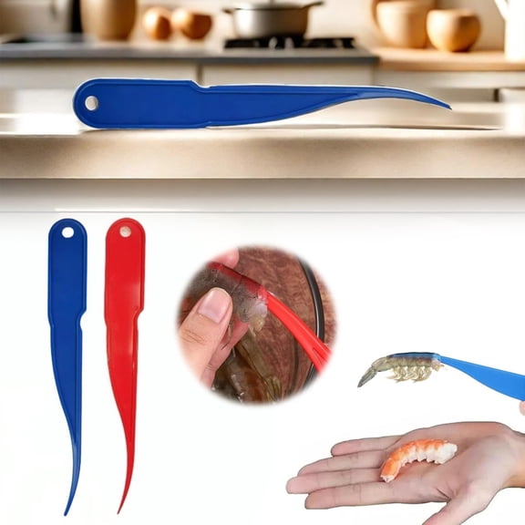 2Pack Shrimp Deveiner Tool Shrimp Peeler Food Grade Plastic Ergonomic Non-Slip Handle Seafood Cleaner Knife Dishwasher Safe Kitchen Gadget,Blue Red