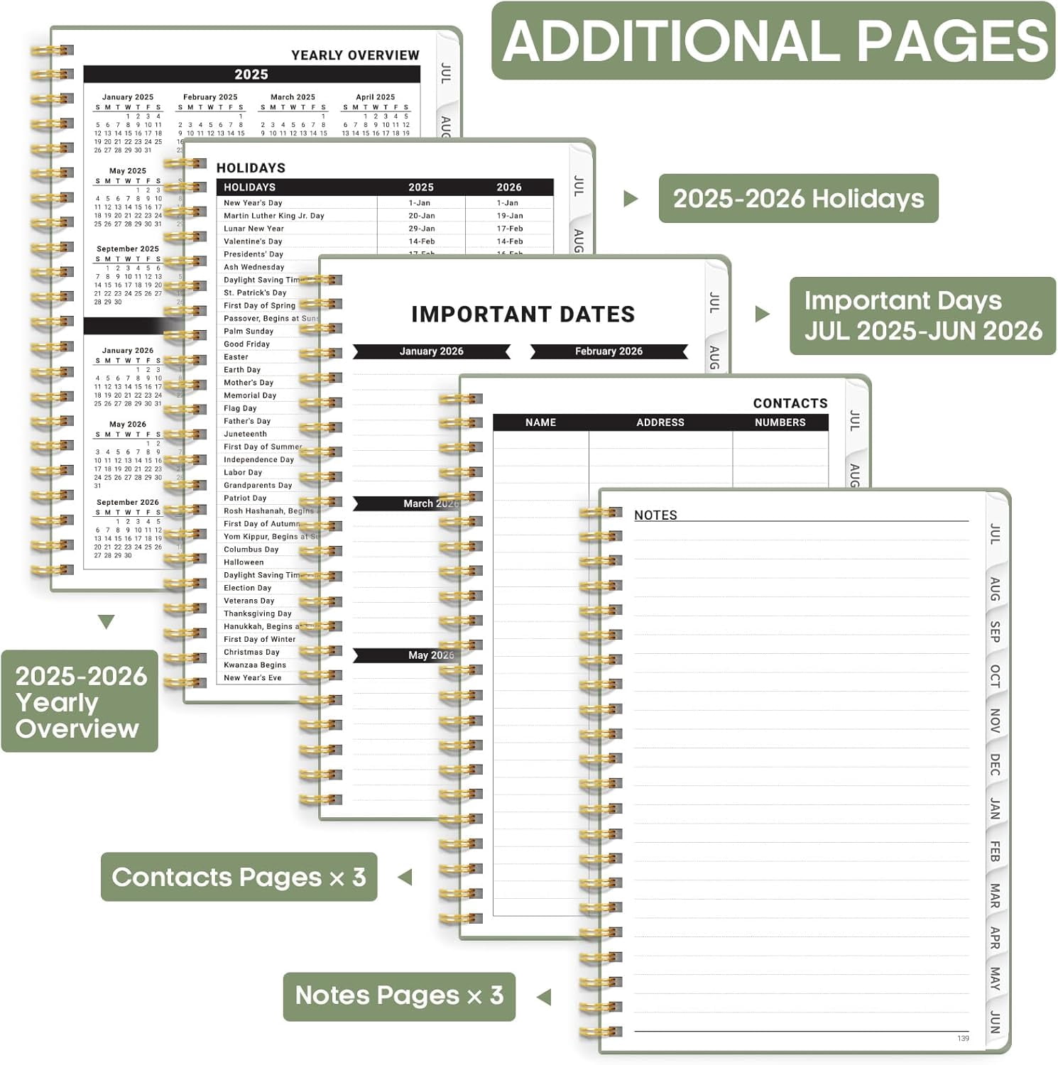 Academic Planner 2025-2026, Weekly and Monthly Calendar Planner Book, July 2025 – June 2026, Hardcover Organizer with Tabs, Perfect for Teachers, Students, Women & Men, A5 (6.4" x 8.5") - Pink