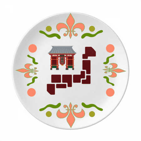 

japanese symbol brick wall flower ceramics plate tableware dinner dish