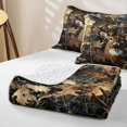 thumbnail image 4 of Meiyoeat Jungle Animal Deer Print Bed Spread Queen,Autumn Oak Leaves Pattern Queen Coverlet Set,Brown Green, 4 of 7