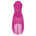 thumbnail image 4 of YiZYiF Women's Sleeveless Rhinestone Lyrical Dance Dress Modern Contemporary Dancing Clothes Hot Pink L, 4 of 7