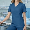 thumbnail image 5 of OSFVNOXV Scrub Tops for Women Formal Buttons Down Short Sleeve Notch V-Neck Nurse Uniform Workwear, 5 of 8