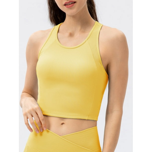 Women Yoga Tank Tops with Built in Bra Crop Sports Vests for Workout  Running Gym Home Women Yoga Tank Tops with Built in Bra Crop Sports Vests  for