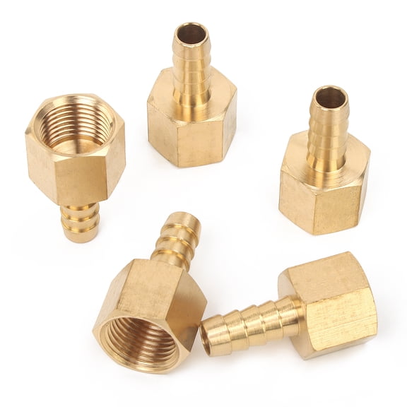 LTWFITTING Brass Fitting Coupler 5/16-Inch Hose Barb x 3/8-Inch Female NPT Fuel Water Boat(Pack of 5)