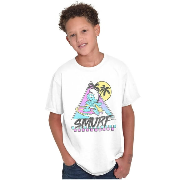 The Smurfs Cartoon Beach Vacation Crewneck T Shirts Boy Girl Teen Brisco Brands S