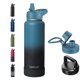 thumbnail image 1 of Botella de agua RUBYFLASK con aislamiento de 1,2 litros con pajita, 3 tapas, color índigo, 1 of 7
