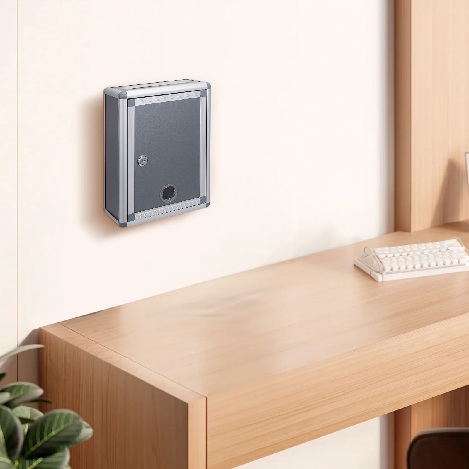 Pawsdot Small Grey Aluminium Alloy Mailbox with Lock Storage Box