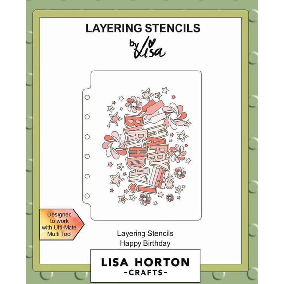Lisa Horton Crafts A6 Layering Stencil-Happy Birthday