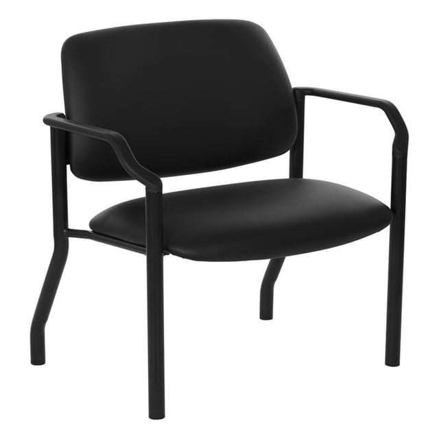 Scranton & Co Big & Tall Guest Chair in Black Fabric PU Arms 500 lb