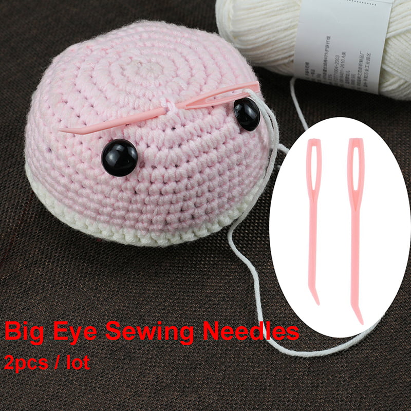 2pcs Bent Yarn Knitting Needles Big Eye Sewing Needles Tapestry Darning Needle^ 