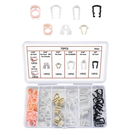 70x Reusable Fuel Line Clips for Ford CarsOdorless Nylon Clips Ensuring Long-Lasting Use, Easy Storage Box