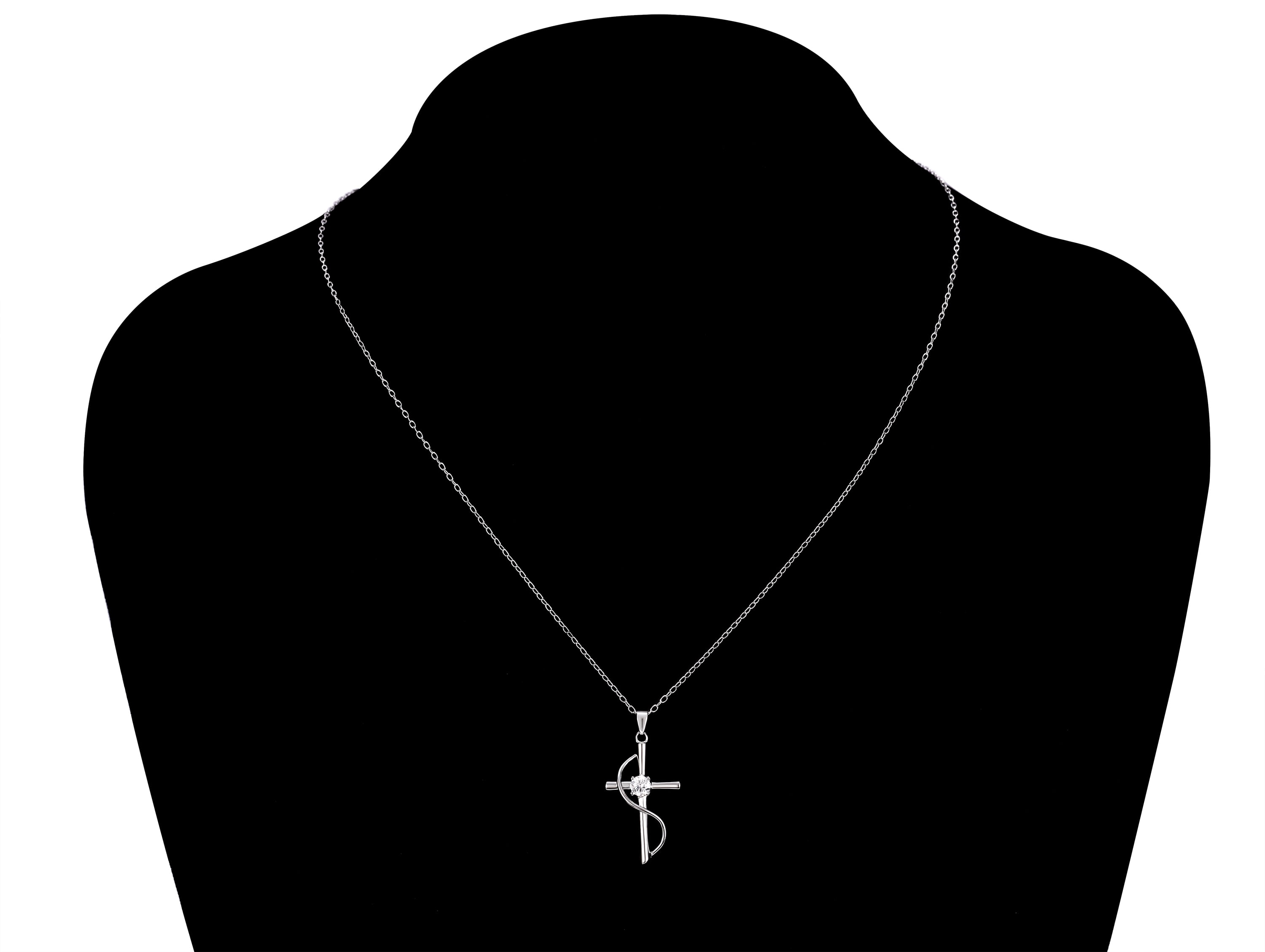 Brilliance Fine Jewelry Adult Sterling Silver Simulated Diamond Cross Necklace
