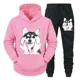 thumbnail image 3 of Conjunto deportivo divertido y bonito con estampado de husky para hombre, sudadera con capucha y pantalones de manga larga estilo callejero Y2K, conjunto de 2 piezas con capucha de perro y animal de a, 3 of 5