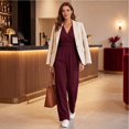 thumbnail image 6 of Jumpsuits for Women Summer Dressy V Neck High Waist Long Sleeve Romper with Pockets Casual Summer Beach Trendy Outfit, S, 6 of 7