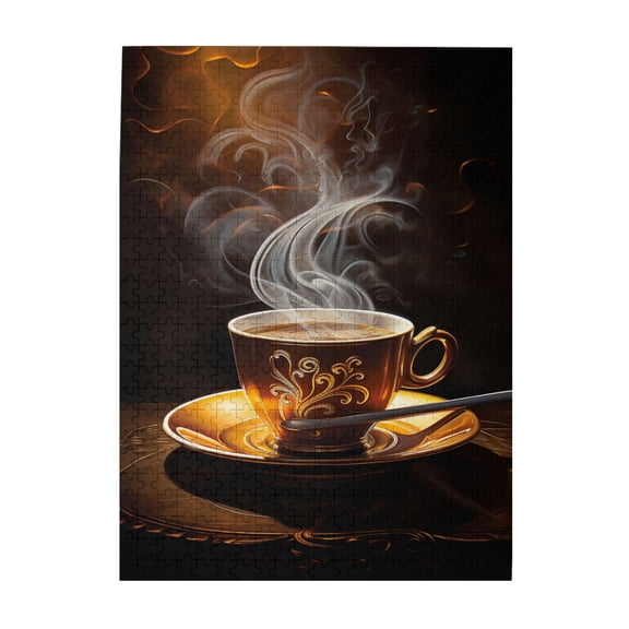 500 PCS Exquisite Hot Chocolate 1000 Pieces Wooden Jigsaw Puzzles,Funny Artwork For Adults,Featuring Exquisite And Beautiful Illustrations,Depict A Cup Of Hot Cocoa,Challenging Brain Exercise