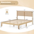 thumbnail image 3 of Gymax Queen Size Bed Frame w/ Rattan Headboard 10 Solid Wood Legs & 12 Wooden Slats, 3 of 10