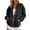 15# Black, variant on Bomber Jacket Women Casual Button Down Snap Front Sweatshirt Lightweight Long Sleeve Oversized Fall Jackets with Pockets