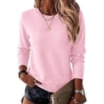 thumbnail image 2 of Leidass Womens Basic Crew Neck Sweater Long Sleeve Regular Fit Solid Knit Pullover For Fall Winter Pink M, 2 of 3