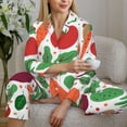 thumbnail image 4 of Wukai Vegetables Print Women's Pajama Set - Soft Long Sleeve Sleepwear for Comfort and Style-Medium, 4 of 9