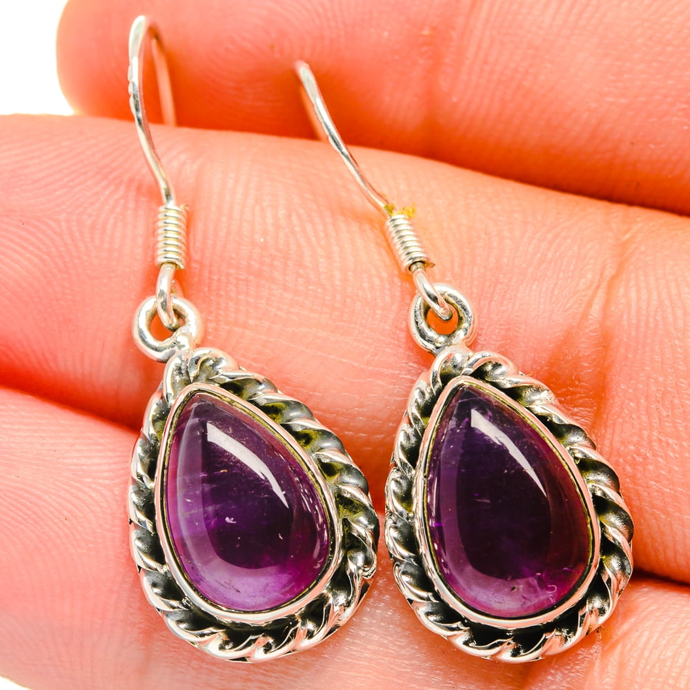 peridot and pink sapphire earrings Amethyst handmade sterling silver earrings-OOAK
