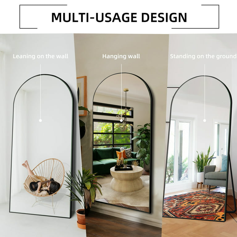 Ufurpie 71×24 Large Full Length Mirror,Arch Mirror,Floor Mirror With Stand,for  Bedroom Living Room Dressing Room,Black 
