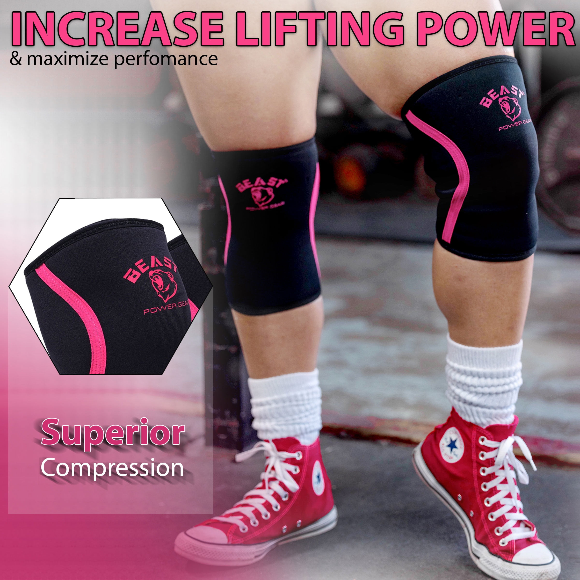 Neoprene Compression Knee Sleeves 7MM (Pair) Enhanced Knee Support in Squats Powerlifting Weightlifting and Wrestling – Unisex