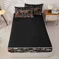 thumbnail image 4 of Homewish Vintage Boho Moth Zipper Twin Comforter Sets with Fitted Sheet and 2 Pillowcases,Colorful Floral Cute Mushroom Zipper Bedding Set,Black Brown,Black Reversible,4pcs, 4 of 8