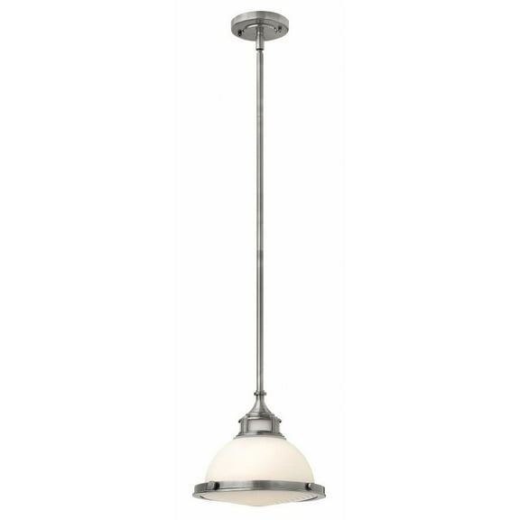 1 Light Small Pendant in Traditional-Industrial Style 11.75 inches Wide By 9 inches High-Polished Antique Nickel Finish-Incandescent Lamping Type