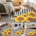 thumbnail image 5 of Sunflower Bee Round Area Rug 4 FT, Non Slip Indoor Outdoor Rug, Black White Lattice Yellow Floral Flower Washable Soft Circular Carpet Non-Shedding Floor Mat for Coffee Table Nursery Foyer Balcony, 5 of 8
