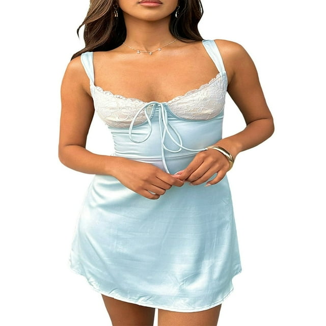 Robe Sans Manches pour Femmes Dentelle Florale Patchwork Bandage Robe de Soirée
