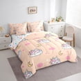 thumbnail image 3 of Feelyou Dreamy Cute Unicorn Bedding Comforter Set 7 Pieces for Child, Moon Cloud Sky Full Bedding Set, Kawaii Cartoon Animal Reversible Fitted Sheet Flat Sheet, Luxury Bedroom Decor, 3 of 8