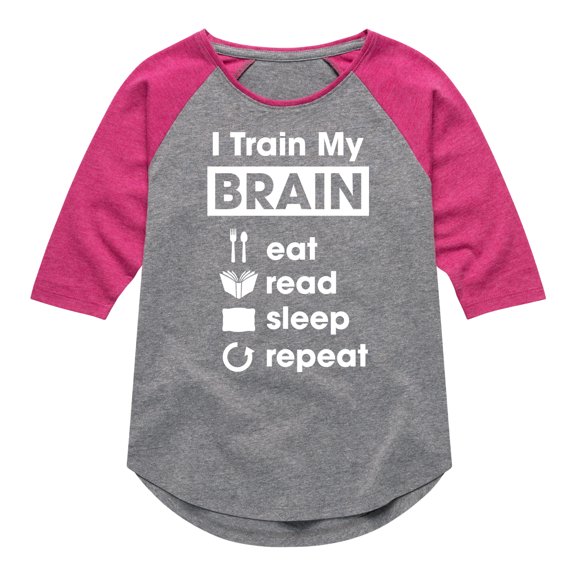 Instant Message - I Train My Brain - Toddler & Youth Girls Raglan Graphic T-Shirt
