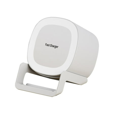 LHNFT Cell Phone Stand with Wireless Bluetooth Speaker 15W Wireless Charger and Led Lights for Bedroom Anti-Slip Base 4-in-1 Function Phone Holder Home Essentials White