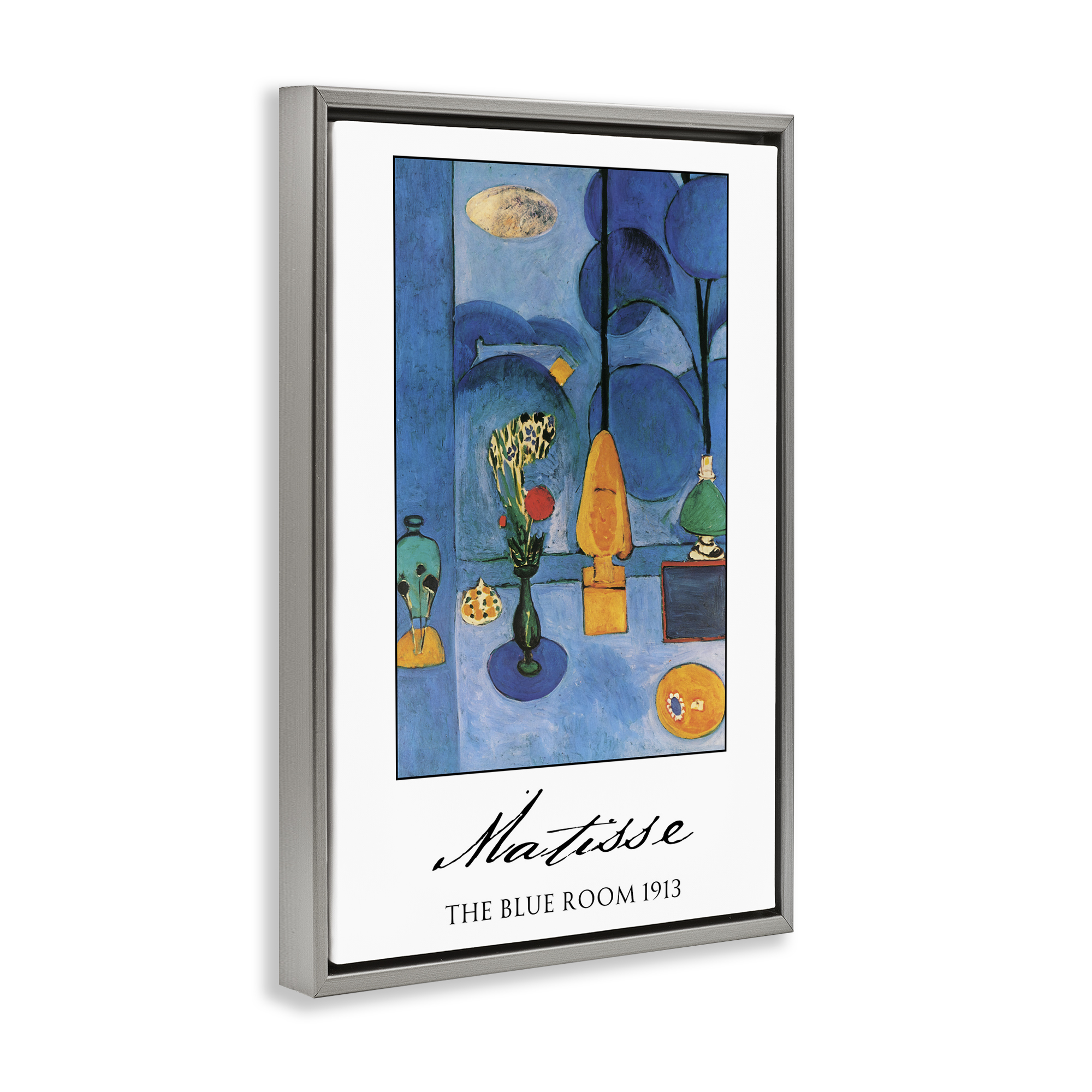 Matisse The Blue Room Gray Framed Floater Canvas Wall Art, design by Vintage Hustle