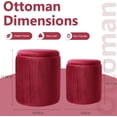 thumbnail image 2 of Round Ottoman with Storage Set of 2,Vanity Stool with Storage for Bedroom, Ottoman Coffee Table,Small Velvet Foot Stool for Living Room, Burgundy, 2 of 18