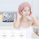 thumbnail image 3 of Sonducket Gorro de baño para mujer, suministros para baño, gorros para el pelo de ducha altos impermeables dobles, cubierta para cabeza de niña para Sombreros Flor pequeña azul marino Sonducket AP010840-02B, 3 of 6