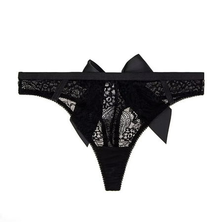 

Women Sexy G-String Thong with Bow Low Waist See Through Panties Breathable Underwear